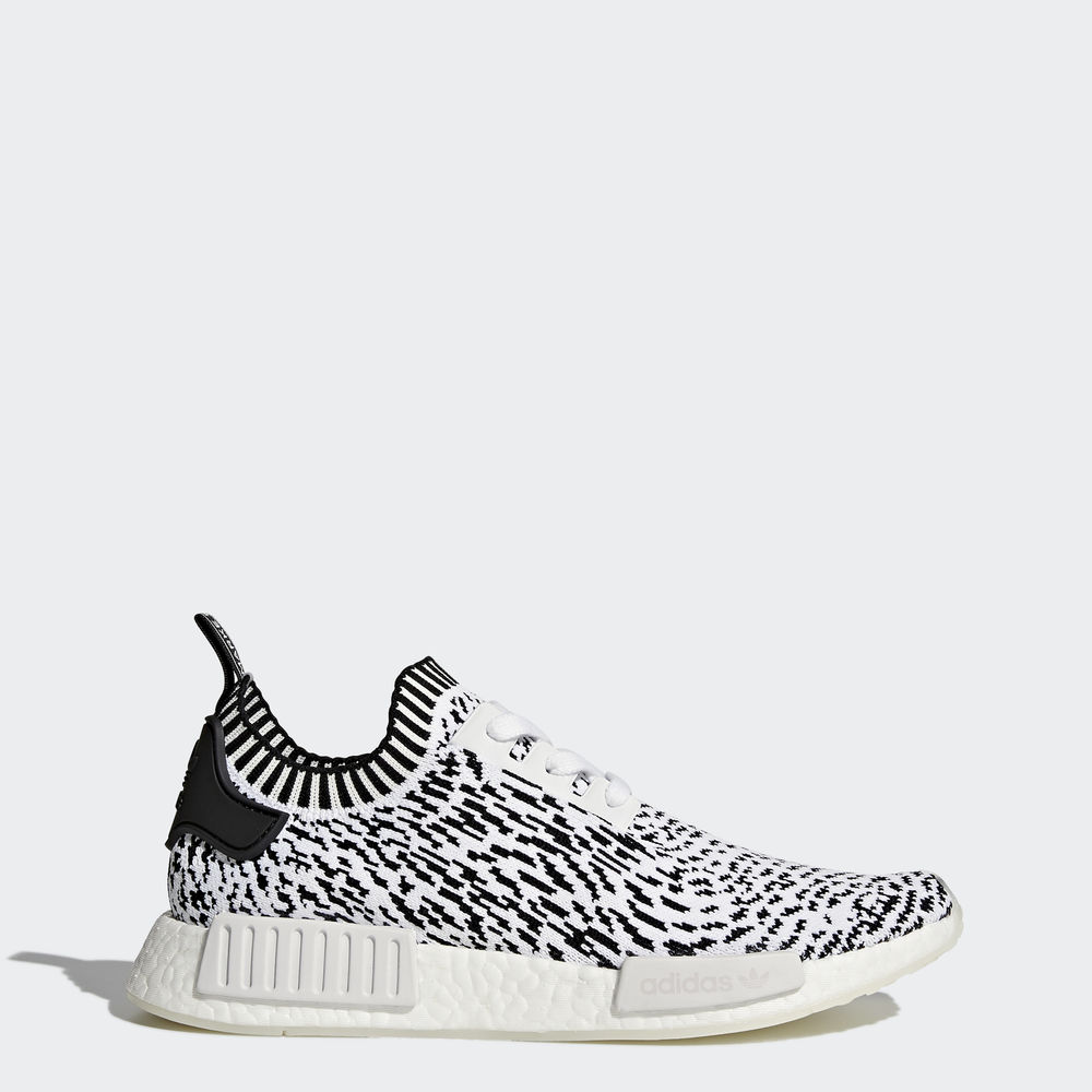 Adidas Nmd_r1 Primeknit - Originals γυναικεια - Ασπρα/Μαυρα,Μέγεθος: EU 36 – 54 2/3 (597GBOPN)